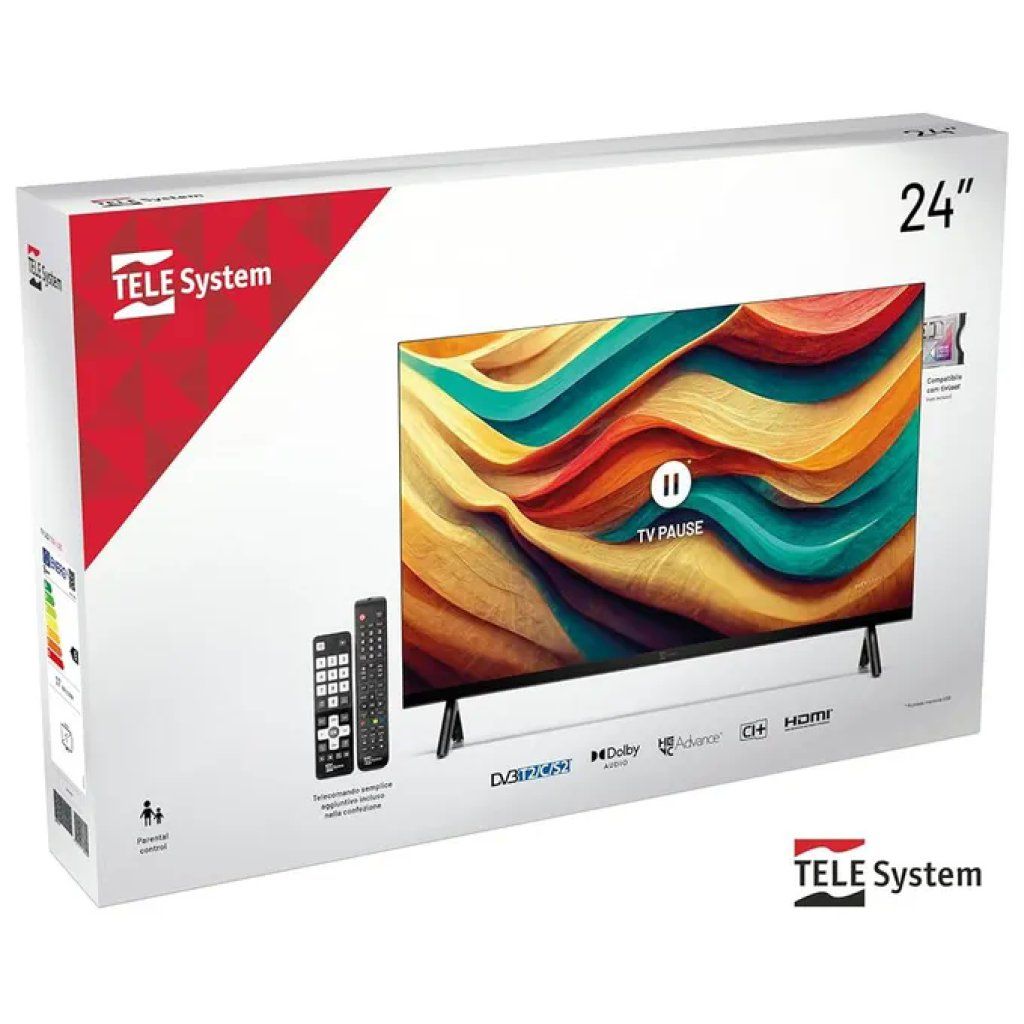 TELESYSTEM TELE System TS24LS15 TV LED 24” HD Ready DVB-T2/S2 TELESYSTEM TELE System TS24LS15 TV LED 24” HD Ready DVB-T2/S2