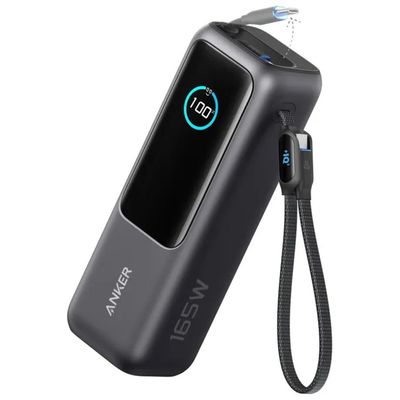 Anker A1695H11 Power Bank Portatile 25000 mAh 165 W con 3 Porte USB-C e Cavi Integrati colore Nero