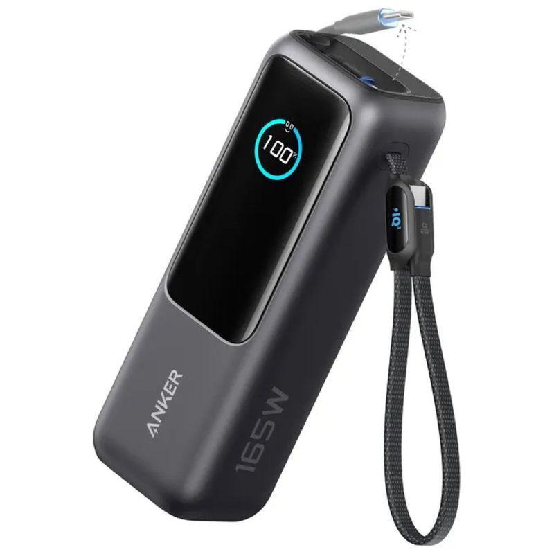 Anker A1695H11 Power Bank Portatile 25000 mAh 165 W con 3 Porte USB-C e Cavi Integrati colore Nero