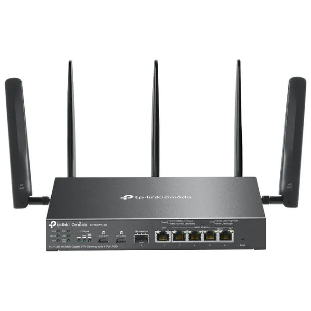 TP-Link ER706WP-4G Router Wi-Fi 6 AX3000 4G+ Gigabit PoE+
