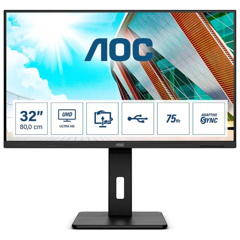 AOC U32P2 Monitor PC 31.5'' 4K Ultra HD VA LED 3840x2160 60 Hz Hub USB 3.2 HDMI 2 AOC U32P2 Monitor PC 31.5'' 4K Ultra HD VA LED 3840x2160 60 Hz Hub USB 3.2 HDMI 2