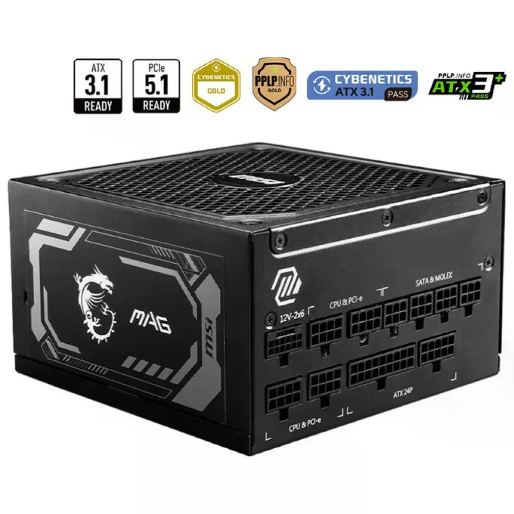 MSI Mag A1250Gl Alimentatore Pc 1250W Atx 80 Plus Gold MSI Mag A1250Gl Alimentatore Pc 1250W Atx 80 Plus Gold