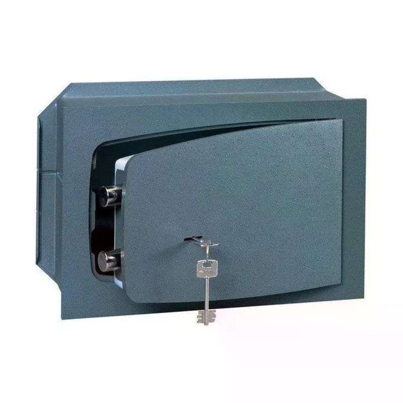 Cisa 8A010 Cassaforte a Muro con Chiave Doppia Mappa Acciaio 8 mm 2 Catenacci 22 mm 31x15x19 cm