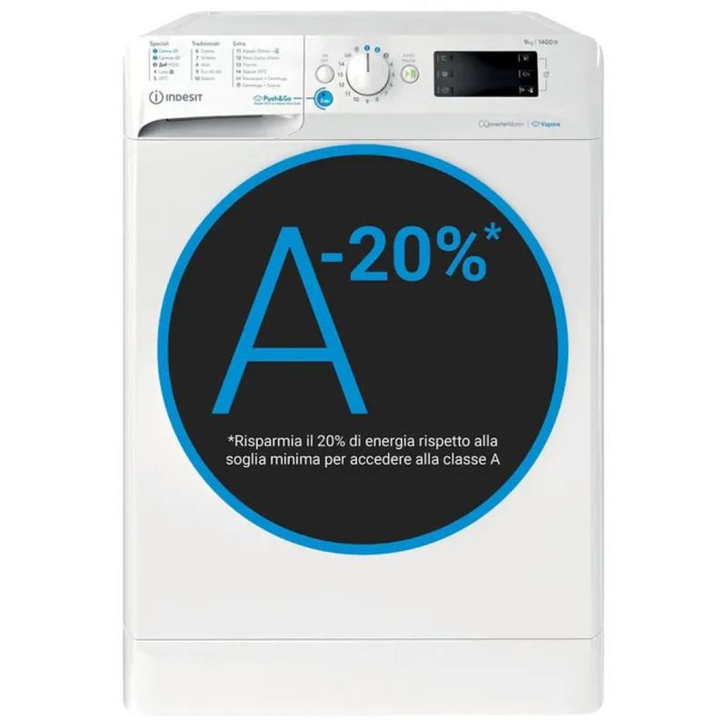 Indesit BWE91498XWKVIT Lavatrice a libera installazione 9 Kg 1351 rpm Classe A Inverter Vapore (85x60x63