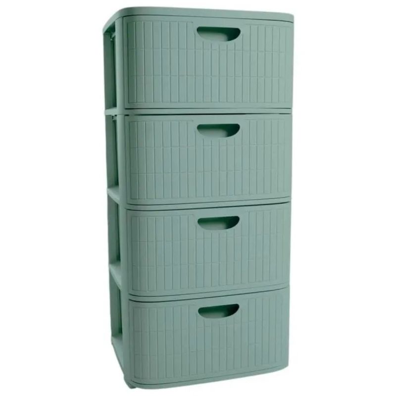 Stefanplast 774 Domus Cassettiera 4 Cassetti con Piedini e Ruote colore Verde 40x40x80