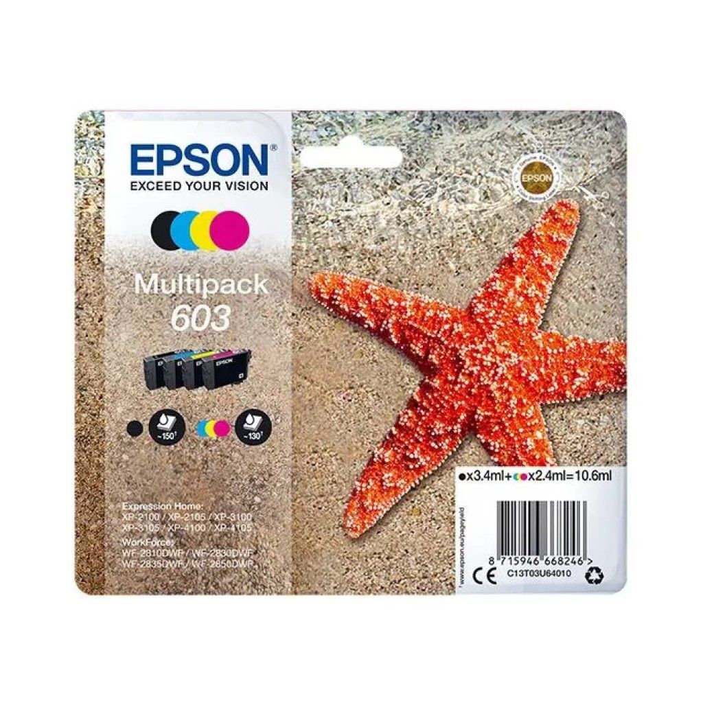 Epson Cartucce originali Epson 603 Multipack – Nero, Ciano, Magenta e Giallo Epson Cartucce originali Epson 603 Multipack – Nero, Ciano, Magenta e Giallo