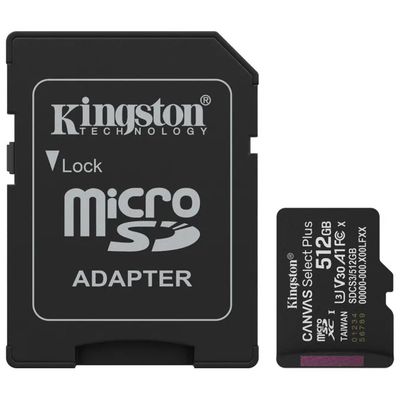 Kingston Canvas Select Plus Gen3 microSDXC 512GB con adattatore SD Kingston Canvas Select Plus Gen3 microSDXC 512GB con adattatore SD
