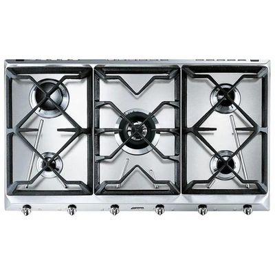 SMEG SRV596GH5 Piano Cottura a Gas 90 cm, 5 Fuochi, Acciaio Inox