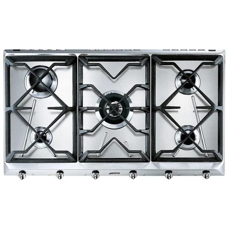 SMEG SRV596GH5 Piano Cottura a Gas 90 cm, 5 Fuochi, Acciaio Inox