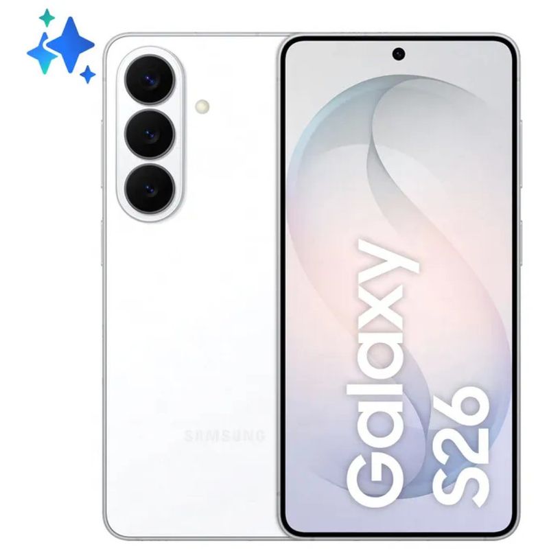 Samsung SM-S942BZWHEUE Galaxy S26 Smartphone 5G 12GB RAM 512GB 50 MP 4300 mAh colore Bianco