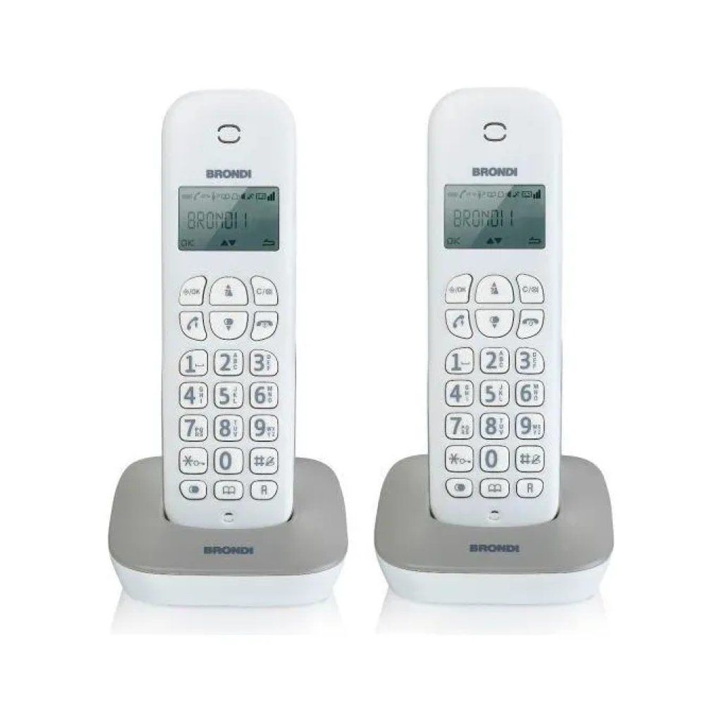 Brondi Gala Twin Telefono Cordless DECT con 2 Cornette, Grigio e Bianco