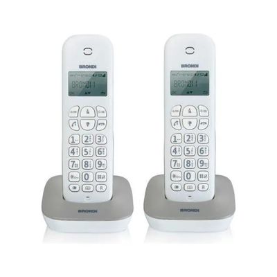 Brondi Gala Twin Telefono Cordless DECT con 2 Cornette, Grigio e Bianco