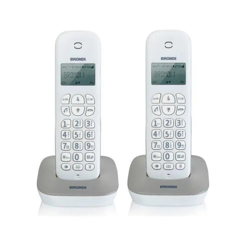 Brondi Gala Twin Telefono Cordless DECT con 2 Cornette, Grigio e Bianco