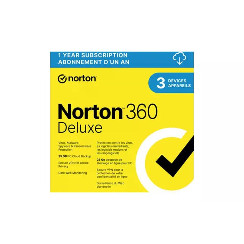 Norton 360 Deluxe 2026 – Antivirus per 3 dispositivi, 12 mesi, 25 GB cloud, ESD