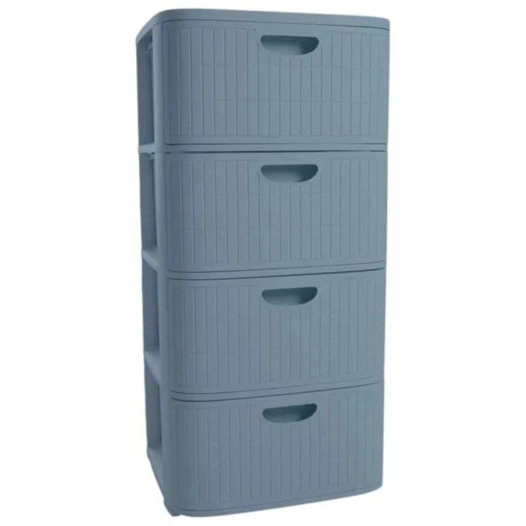 Stefanplast 1 Domus Cassettiera 4 Cassetti con Piedini e Ruote 40x40x80 cm colore Smoky Blue
