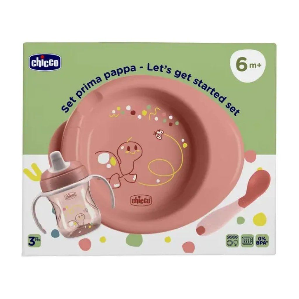 Chicco Set Prima Pappa Rosa 6m+ con Piatto Termico