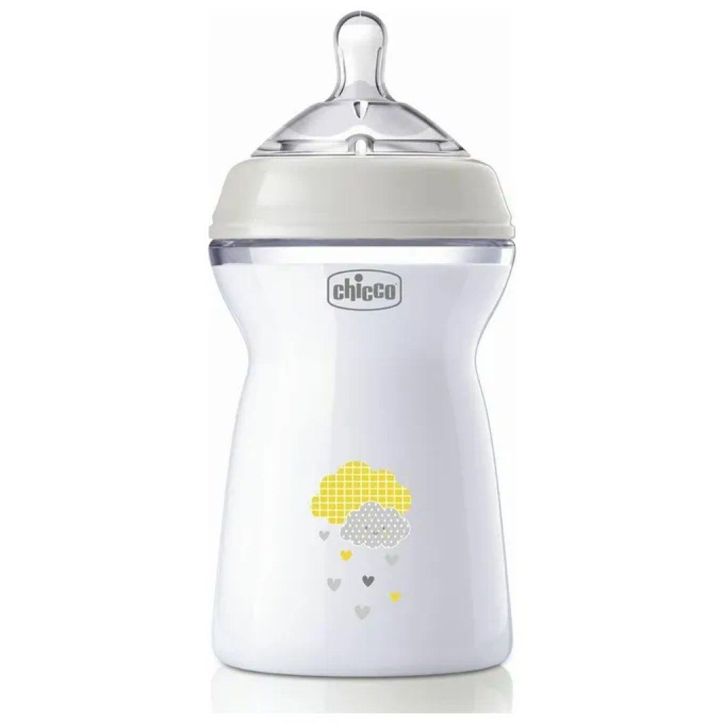 Chicco NaturalFeeling Biberon Anticolica 330 ml, 6+ mesi, grigio