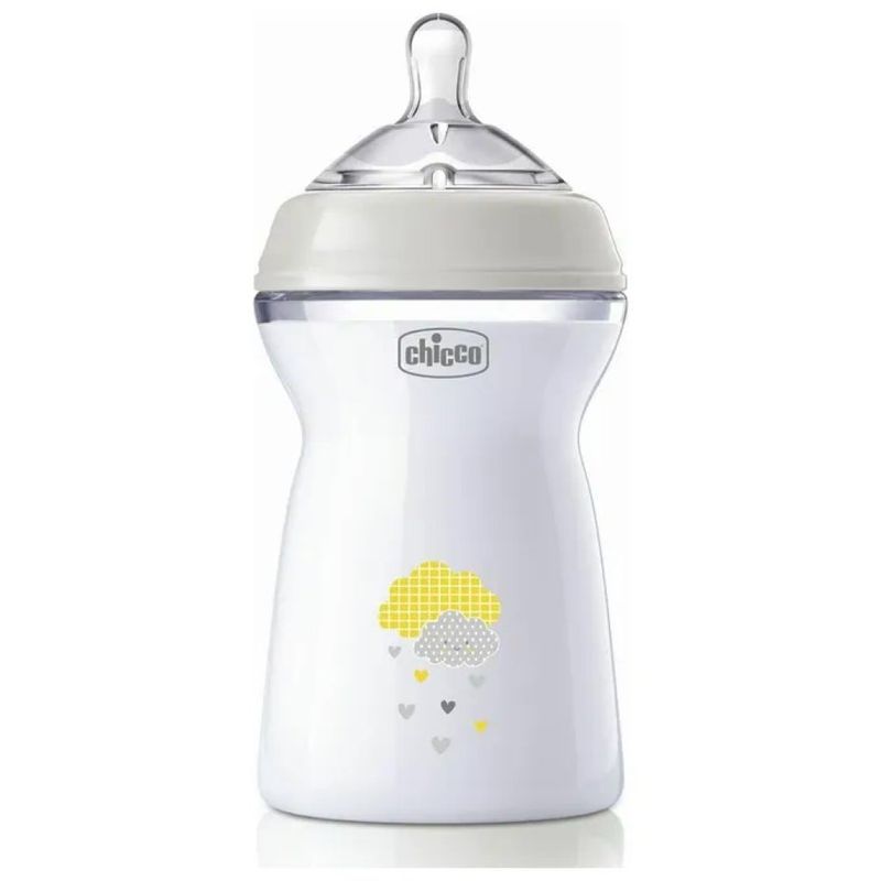 Chicco NaturalFeeling Biberon Anticolica 330 ml, 6+ mesi, grigio