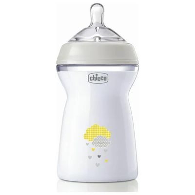 Chicco Natural Feeling Biberon Anticolica 330 ml, 6+ mesi, grigio