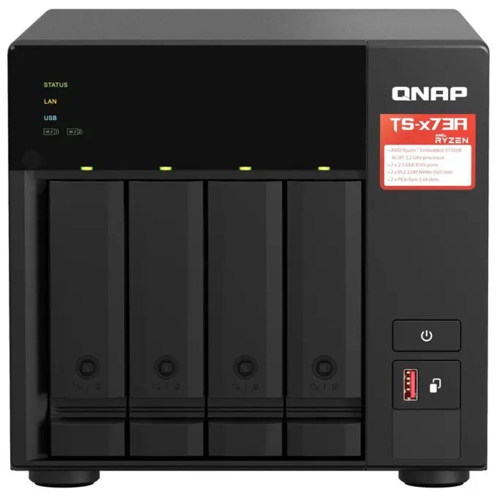 QNAP TS-473A-8G NAS Tower 4 Bay, Ryzen V1500B, 8 GB DDR4, 2 porte 2.5GbE