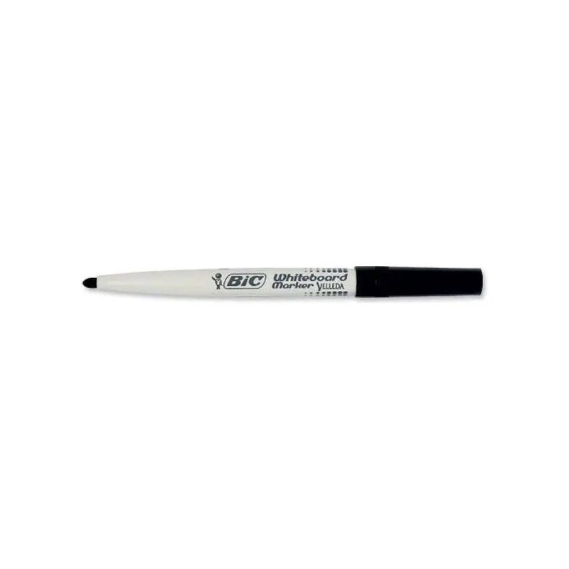 BIC 1741 Marker per Lavagna Bianca Nero, Tratto 1,4 mm, Confezione da 12