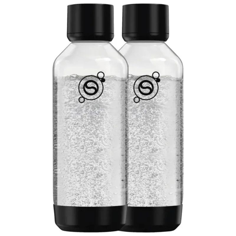 SodaStream 1542220490 – Set 2 bottiglie di carbonatazione da 1 L, nere e trasparenti