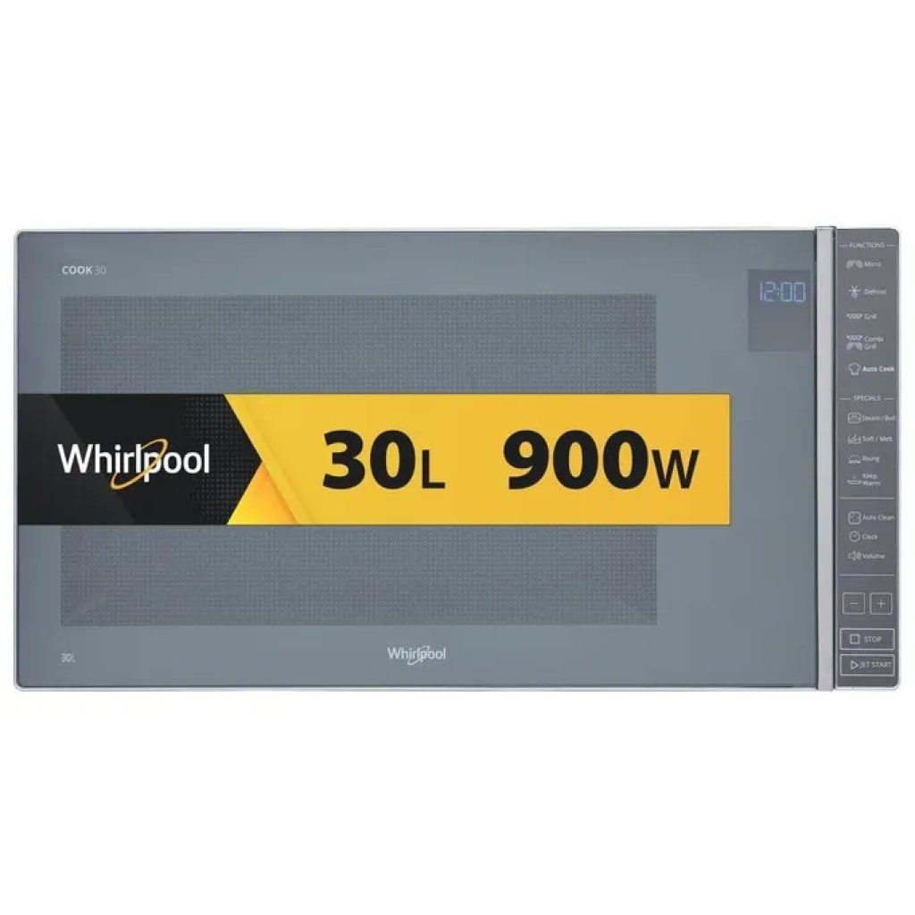 Whirlpool MWP 304 M Cook30 Forno a Microonde con Grill, 30 L, 900 W, Vapore e Finitura a Specchio