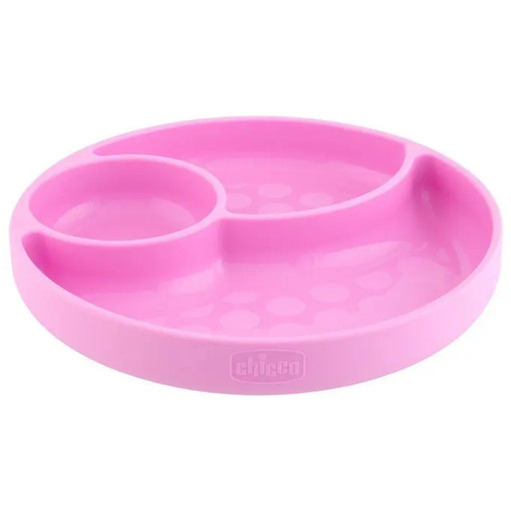 Chicco Piatto in Silicone con 3 Scomparti e Ventosa – Rosa, 12m+