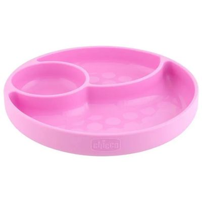 Chicco Piatto in Silicone con 3 Scomparti e Ventosa – Rosa, 12m+