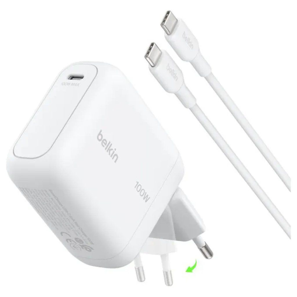 Belkin BOOSTCharge caricatore GaN USB-C 100 W con cavo da 1,5 m, bianco Belkin BOOSTCharge caricatore GaN USB-C 100 W con cavo da 1,5 m, bianco