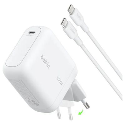 Belkin BOOSTCharge caricatore GaN USB-C 100 W con cavo da 1,5 m, bianco