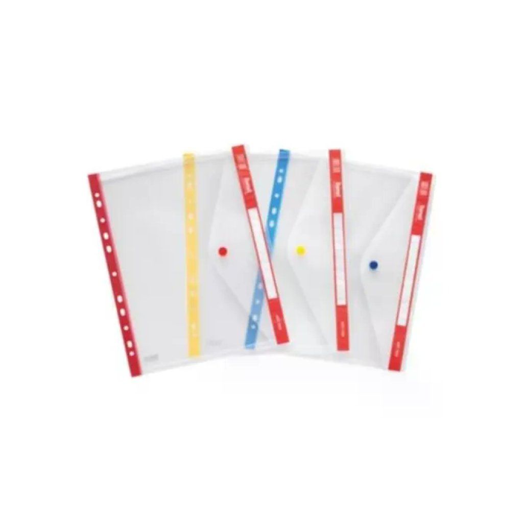 Plastidea Buste Perforate A4 con Bottone, Confezione da 5