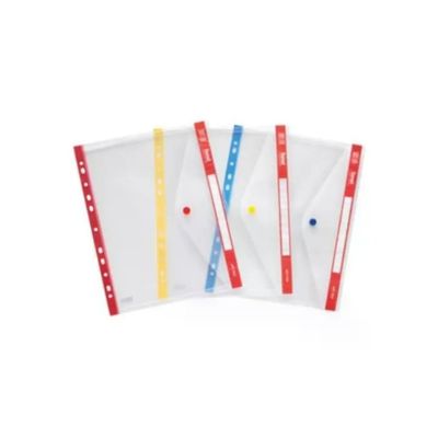 Plastidea Buste Perforate A4 con Bottone, Confezione da 5