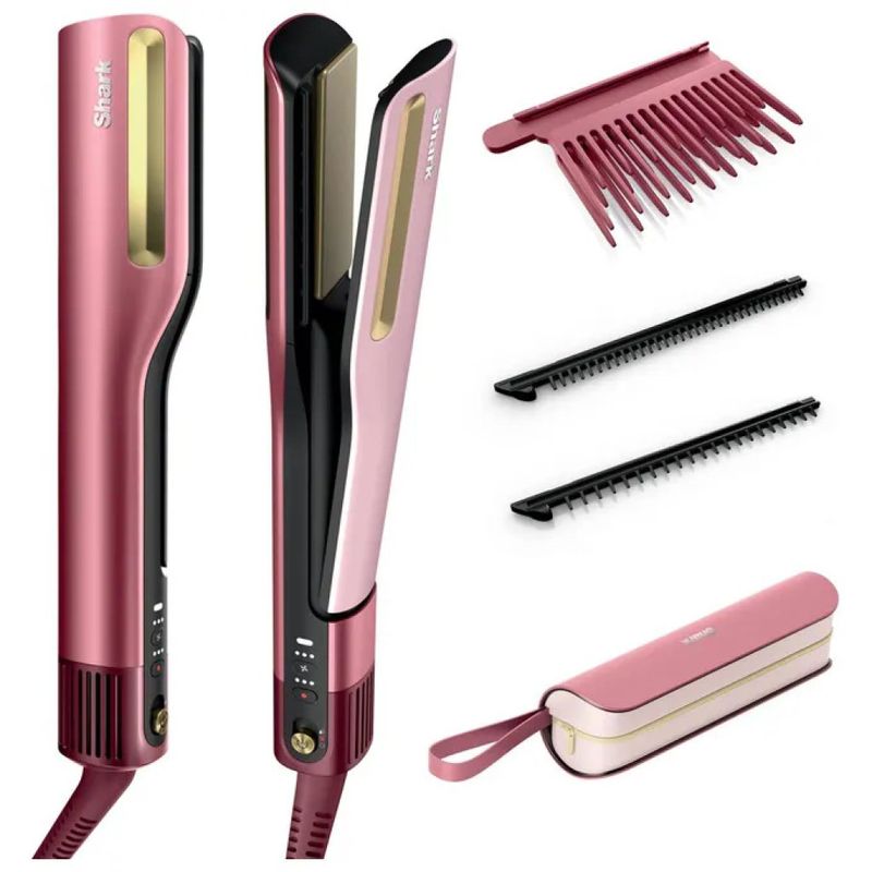 Shark HT401EUPK SilkiPro Straight Piastra Asciugacapelli 2 in 1 con Pettini Intercambiabili Potente