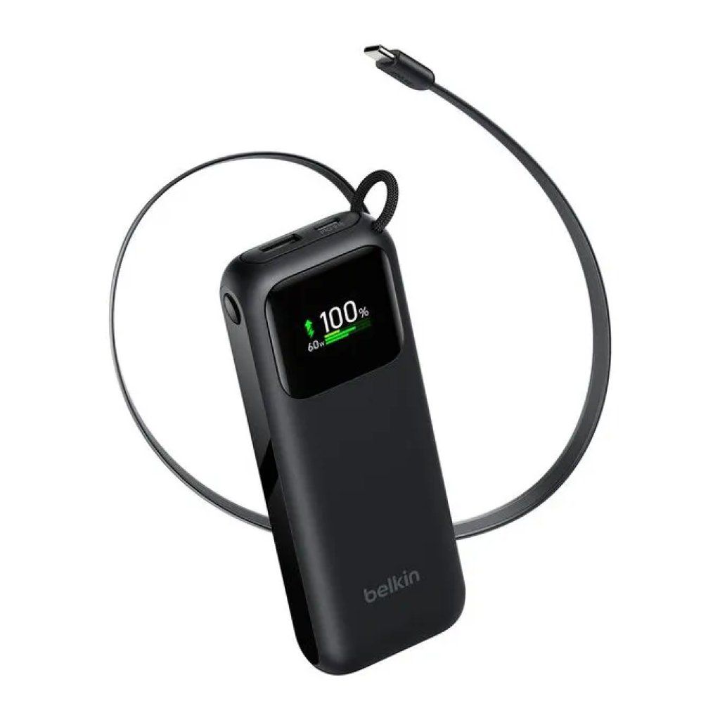 Belkin UltraCharge Power Bank 11.000 mAh 60 W con cavo USB-C retrattile, nero