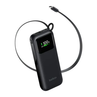 Belkin UltraCharge Power Bank 11.000 mAh 60 W con cavo USB-C retrattile, nero Belkin UltraCharge Power Bank 11.000 mAh 60 W con cavo USB-C retrattile, nero