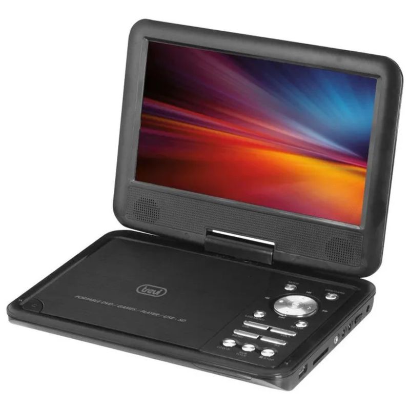 Trevi PDX 1409 S2 Lettore DVD Portatile da 9" con Schermo Rotante, USB, SD e Batteria Ricaricabile
