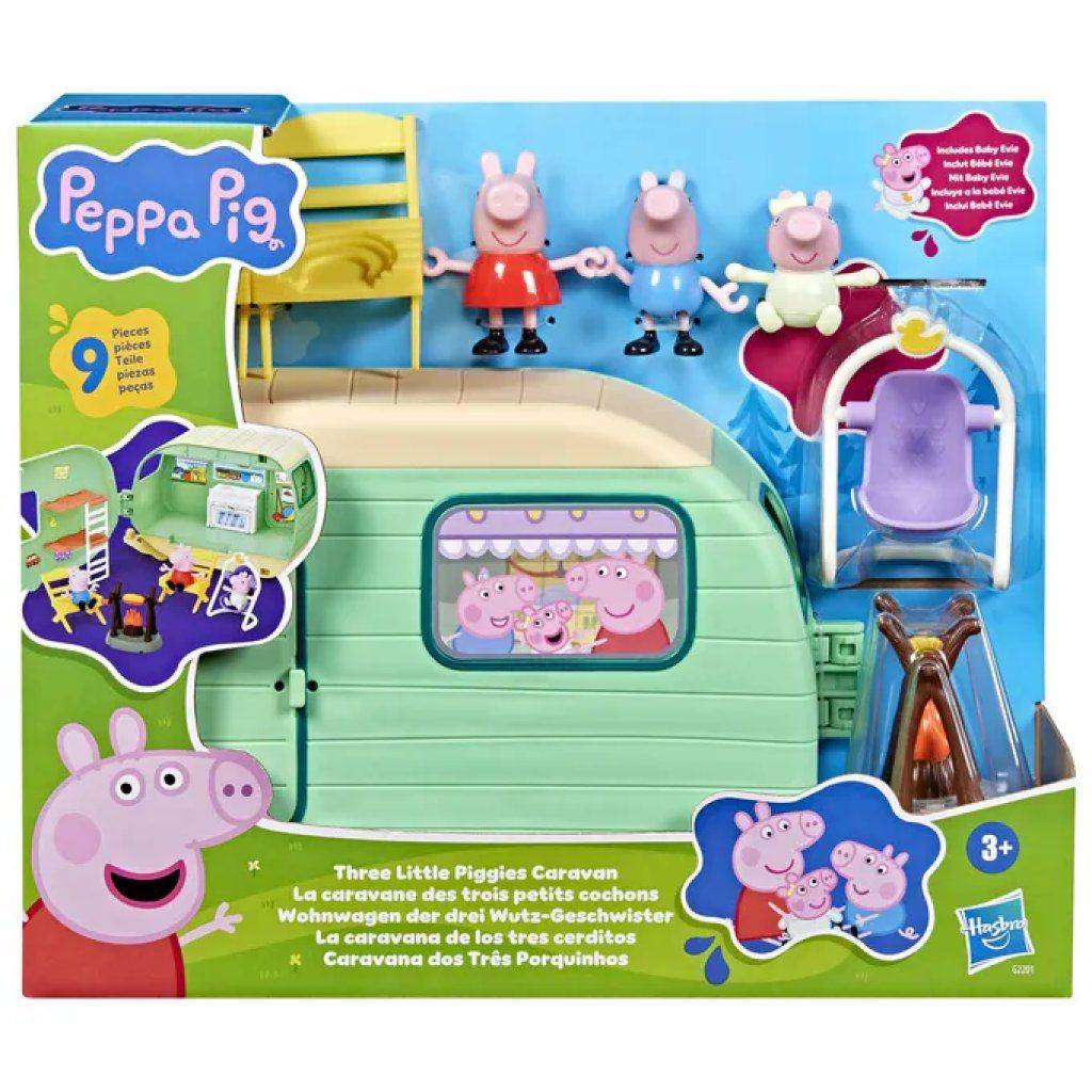 HASBRO Peppa Pig – Il caravan dei tre piccoli maialini, playset con 3 personaggi e accessori