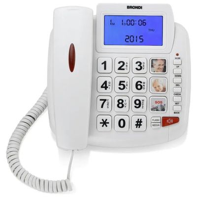 Brondi Bravo 90 Telefono Fisso Analogico con Tasti Grandi, Vivavoce e Display LCD Brondi Bravo 90 Telefono Fisso Analogico con Tasti Grandi, Vivavoce e Display LCD
