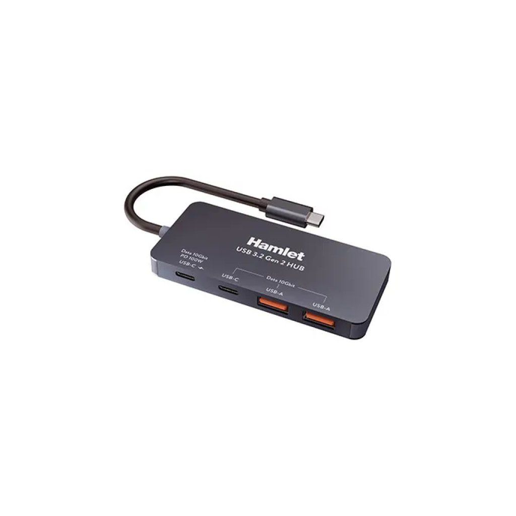 Hamlet XHUB-432C-10G-Y Hub USB-C 4 porte 10 Gbps con Power Delivery 100W Hamlet XHUB-432C-10G-Y Hub USB-C 4 porte 10 Gbps con Power Delivery 100W