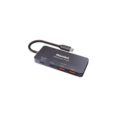 Hamlet XHUB-432C-10G-Y Hub USB-C 4 porte 10 Gbps con Power Delivery 100W Hamlet XHUB-432C-10G-Y Hub USB-C 4 porte 10 Gbps con Power Delivery 100W