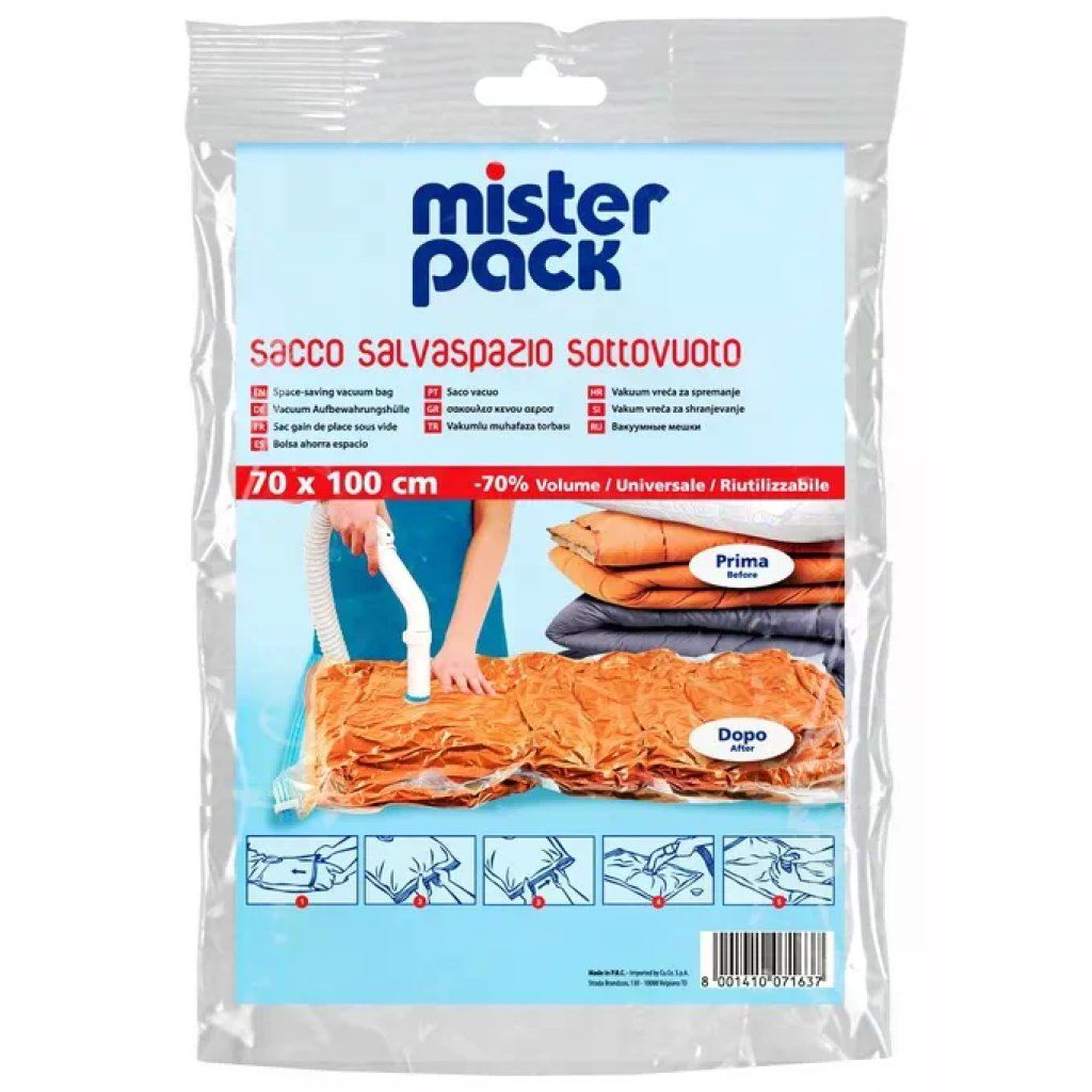 CUKI Misterpack sacco sottovuoto salvaspazio XL 70 x 100 cm