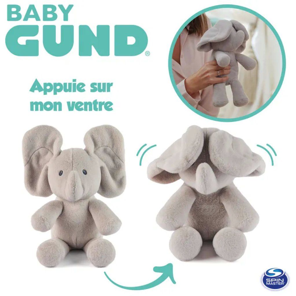 SPIN MASTER GUND Flappy – Peluche elefante interattivo grigio, 18 cm