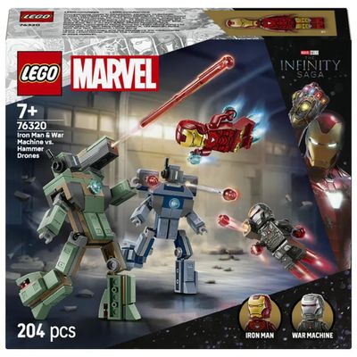 LEGO Marvel 76320 Iron Man e War Machine contro i Droni di Hammer