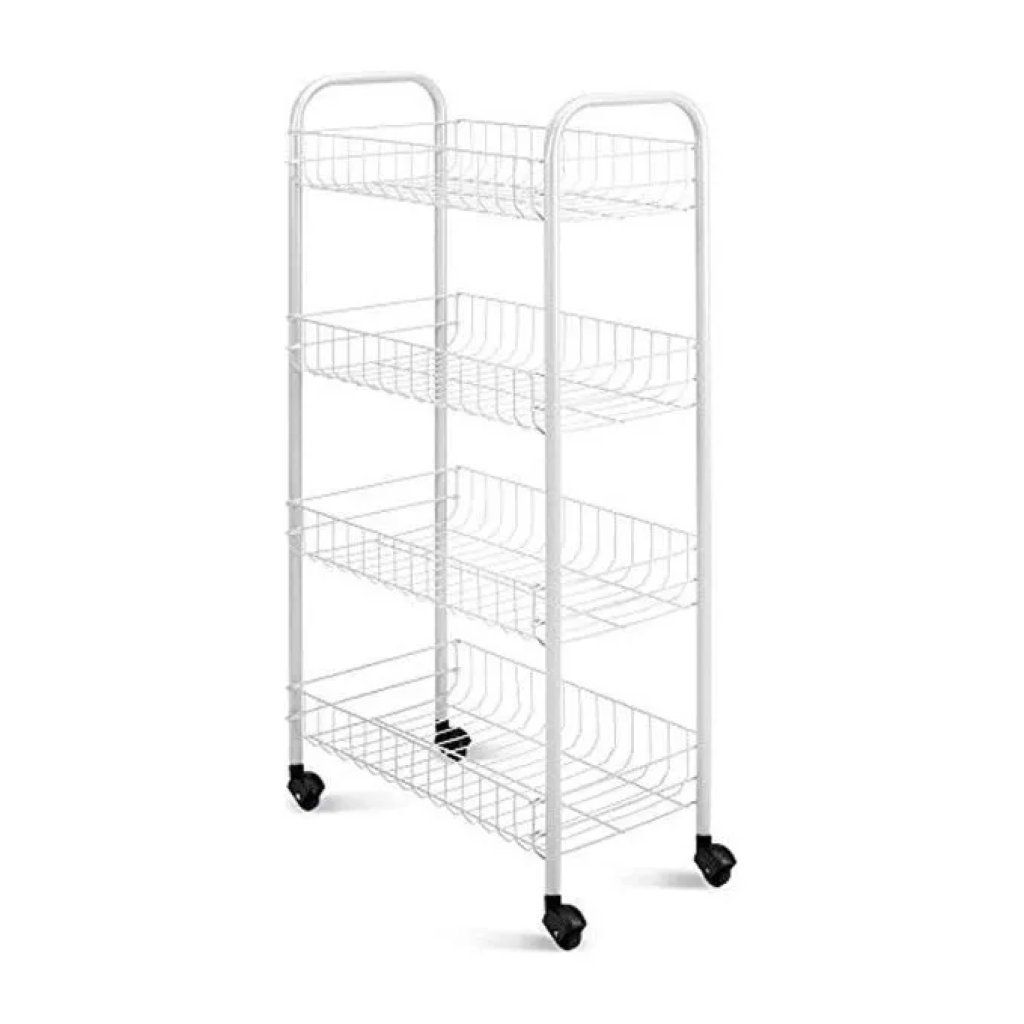 Metaltex Pisa 340634 – Carrello multiuso a 4 ripiani con ruote, bianco, 41 × 23 × 84 cm