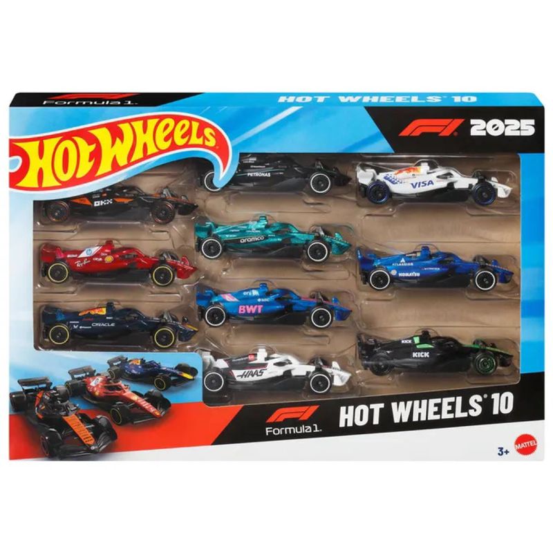 Hot Wheels Formula 1 2025 – Set di 10 auto 1:64