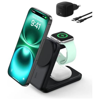 Belkin UltraCharge Pro Qi2 2-in-1, caricatore magnetico 25 W per iPhone e Apple Watch