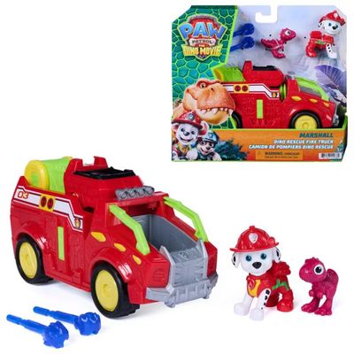 SPIN MASTER Paw Patrol Dino Rescue Camion dei Pompieri di Marshall con Lanciamissili e 2 Personaggi