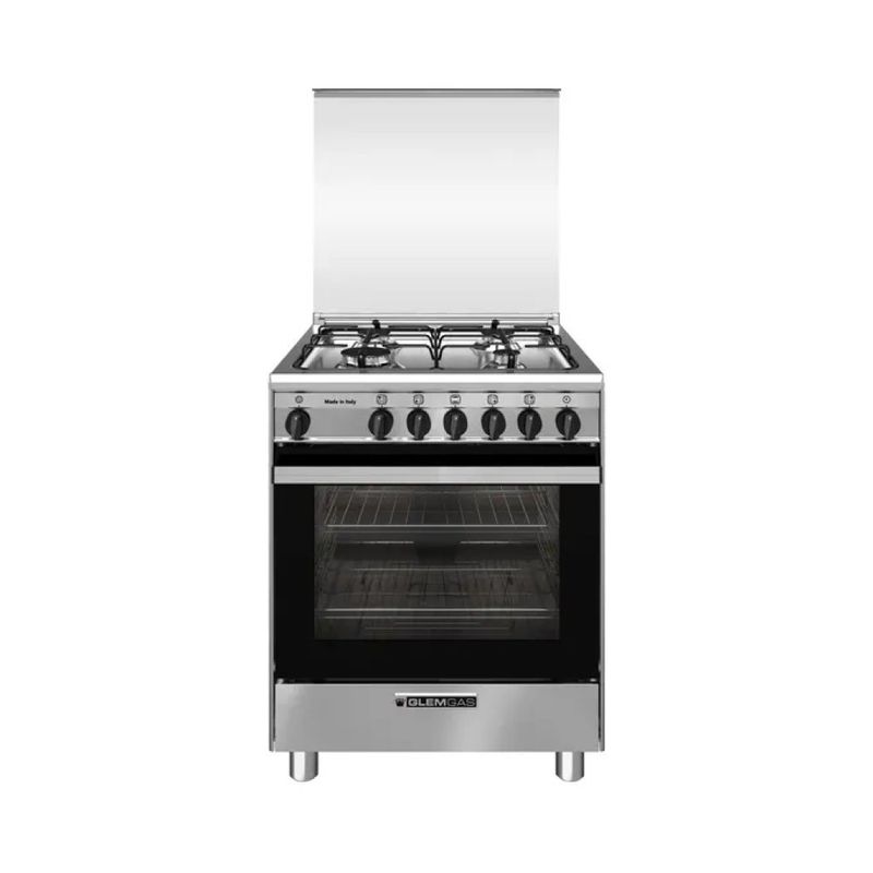 GLEM GAS Glem SA664VI Cucina a Gas 4 Fuochi con Forno 67 L, Classe A, 60×60×90 cm, Acciaio Inox