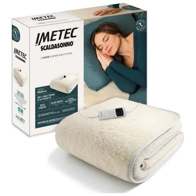Imetec Adapto Plus Scaldasonno Singolo in Lana Merino 80 × 150 cm, 150 W